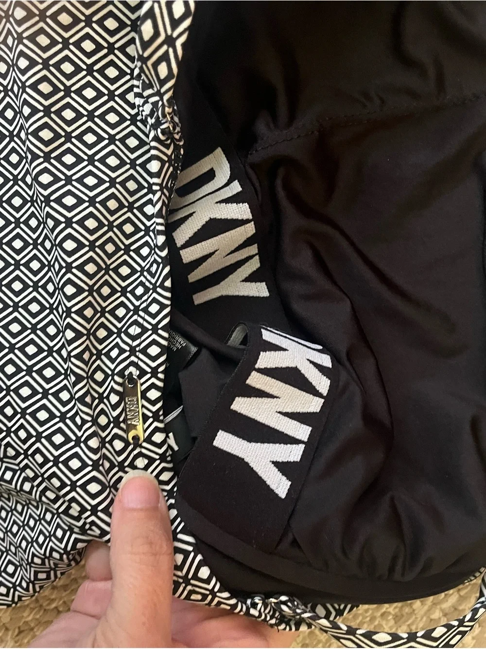 Dkny Black & White Diamond-Print One-Piece Swimsuit - Picture 4 of 5